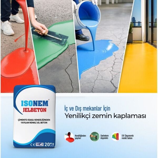 İsonem Jel Beton Çimento Esaslı Kendiliğinden Yayılan Renkli JelBeton