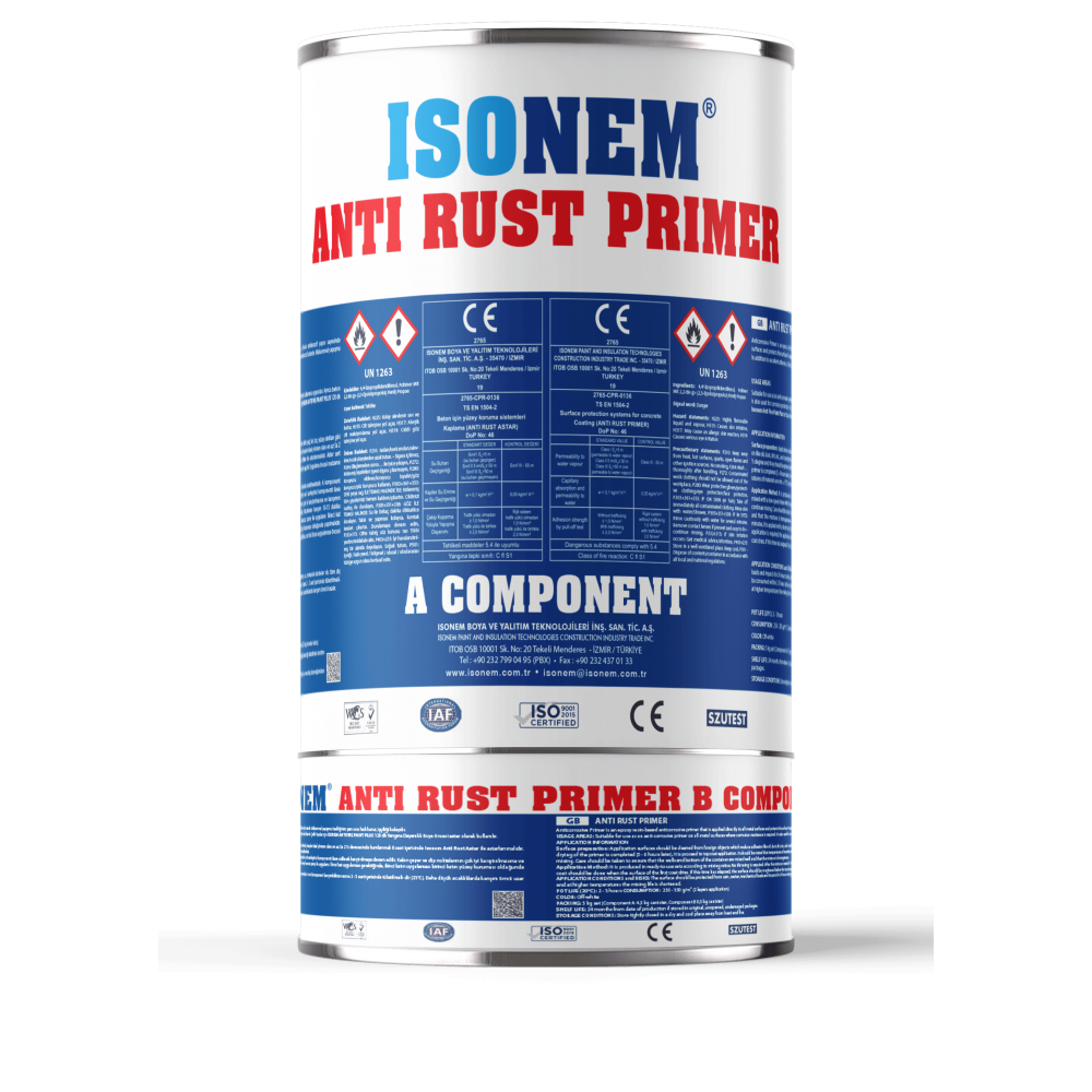 İsonem Anti Rust Primer Çelik Yüzeyler için Antikorozif Astar